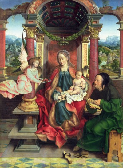 La Sacra Famiglia, pannello centrale di un trittico da Joos van Cleve