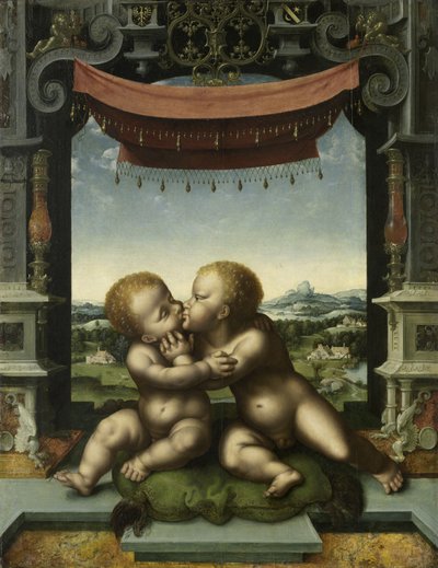 I bambini Cristo e San Giovanni Battista che si abbracciano da Joos van Cleve