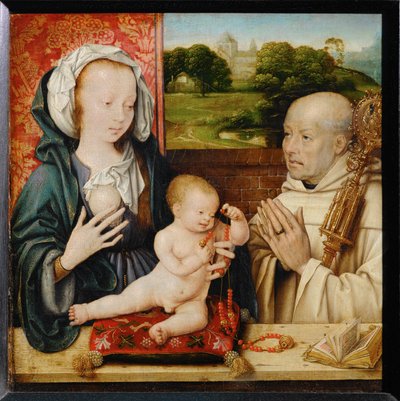 Vergine e bambino con San Bernardo di Chiaravalle. Sullo sfondo l