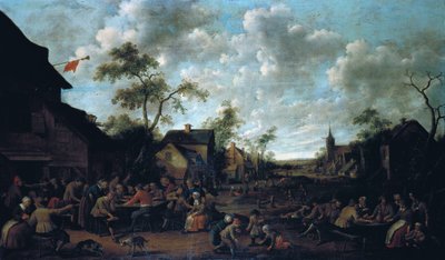 Contadini che festeggiano in un villaggio, 1661 da Joost Cornelisz. Droochsloot