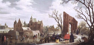 Pattinatori in un Paesaggio Invernale da Joost Cornelisz. Droochsloot