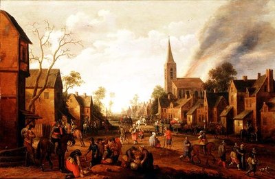 Soldati che saccheggiano un villaggio da Joost Cornelisz. Droochsloot