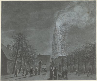 Incendio nella torre della chiesa di Amersfoort da Jordanus Hoorn