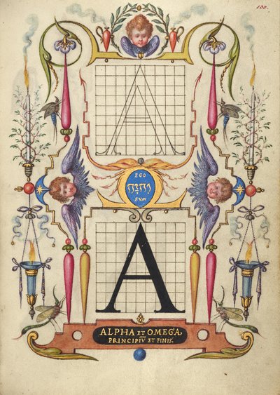 Guida alla costruzione della lettera A da Joris Hoefnagel
