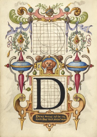 Anleitung zum Konstruieren des Buchstabens D da Joris Hoefnagel