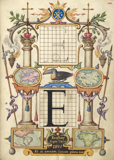Guida alla costruzione della lettera E da Joris Hoefnagel