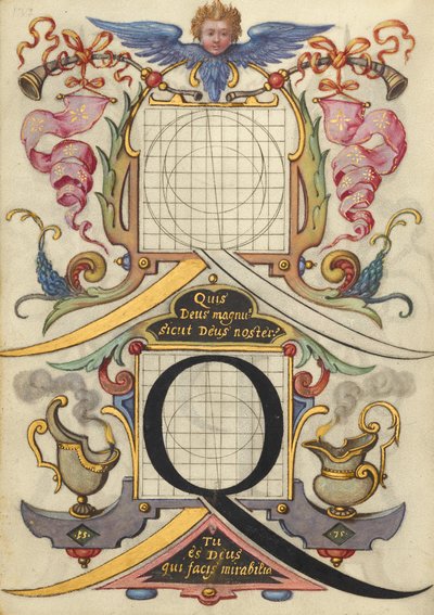 Guida alla costruzione della lettera Q da Joris Hoefnagel