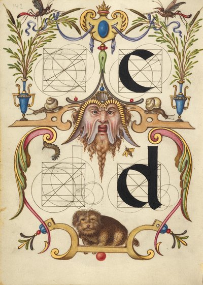 Guida alla costruzione delle lettere c e d da Joris Hoefnagel