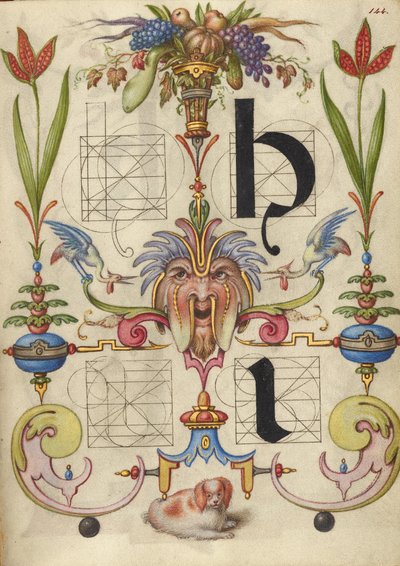 Guida alla costruzione delle lettere h e i da Joris Hoefnagel