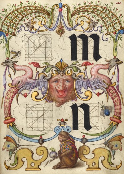 Anleitung zum Konstruieren der Buchstaben m und n da Joris Hoefnagel