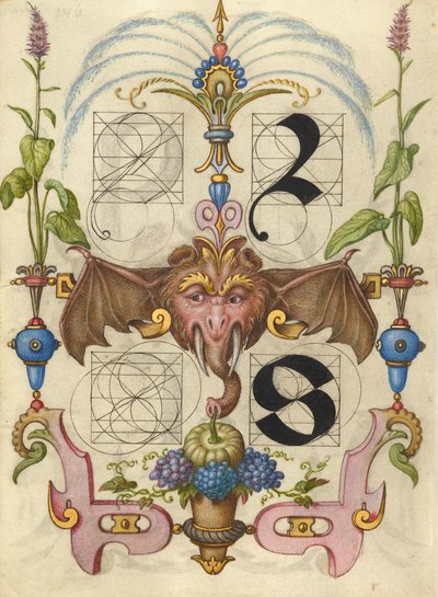 Guida alla costruzione delle lettere r e s da Joris Hoefnagel