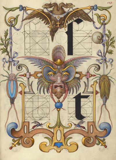 Guida alla costruzione delle lettere s e t da Joris Hoefnagel