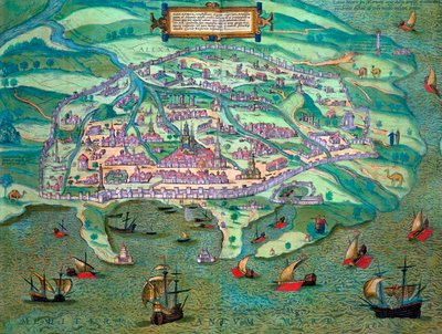 Mappa di Alessandria, Egitto, c. 1572 da Joris Hoefnagel