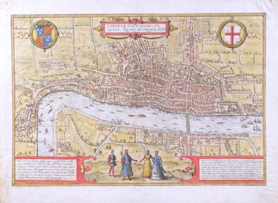 Mappa di Londra, da Civitates Orbis Terrarum, di Georg Braun (1542-1622) e Frans Hogenburg (1635-90), c.1572 da Joris Hoefnagel