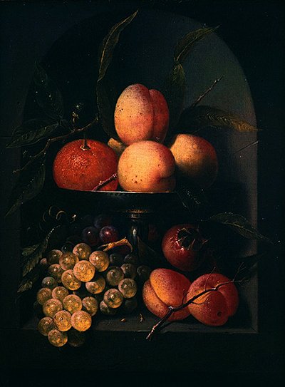 Una tazza di frutta in una nicchia di pietra da Joris van Son