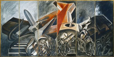 Bombardiere in picchiata e carro armato, 1940 da José Clemente Orozco