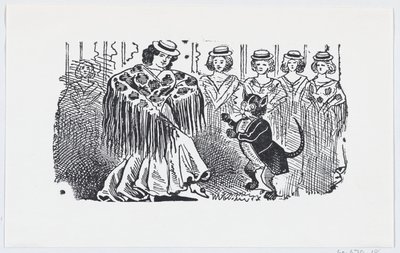 Una donna che balla con un gatto in un vestito da José Guadalupe Posada