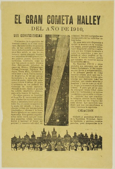 La grande cometa di Halley, 1899, pubblicata nel 1910 da José Guadalupe Posada