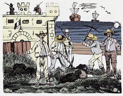 La Rivoluzione Messicana (1910-1920): Gruppi di prigionieri al lavoro forzato - Xilografia di Jose Guadalupe Posada (1852-1913) da José Guadalupe Posada