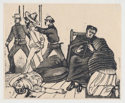 Il doppio omicidio a Puente de los Gallos, ca. 1905-1910 da José Guadalupe Posada