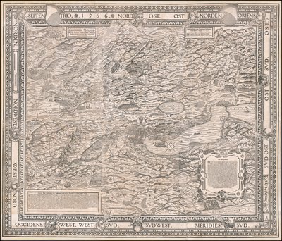 Mappa di Zurigo e dintorni del 1566 di Jodocus Murer da Jos Murer