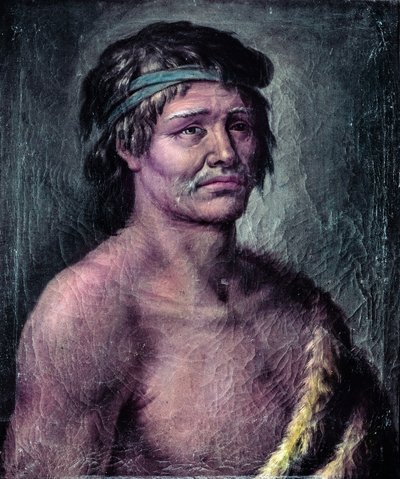 Ritratto di un indiano della Patagonia, disegno realizzato durante la spedizione di Alessandro Malaspina in Sud America, c. 1791 da José del Pozo