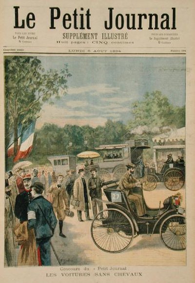 Le Carrozze Senza Cavalli, copertina di Le Petit Journal, 6 agosto 1894 da Jose Belon