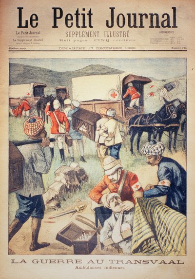 La guerra nel Transvaal: ambulanze indiane, copertina di Le Petit Journal, 17 dicembre 1899 da Jose Belon