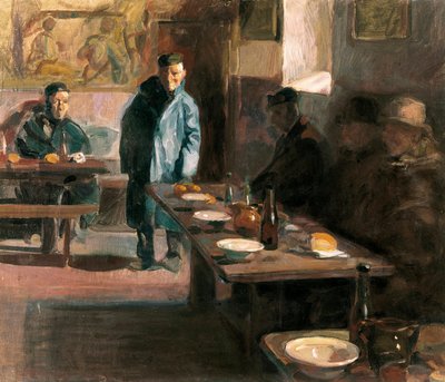 Il pasto ha la zuppa. Dipinto di José Benlliure Ortiz (1884-1916). Olio su tela. Museo di Belle Arti San Pio V, Valencia. da Jose Benlliure Ortiz