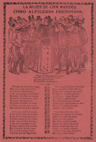 Die Frau mit hundert Ehemännern - Wie festgesteckte Nadeln da José Guadalupe Posada