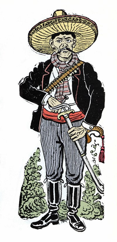 Ritratto di Amador Salazar durante la rivoluzione messicana del 1910. Xilografia di Jose Guadalupe Posada (1852-1913) da José Guadalupe Posada