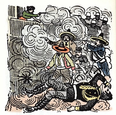 La Rivoluzione Messicana: assalto alla casa di Aquiles Serdan. Xilografia di Jose Guadalupe Posada da José Guadalupe Posada