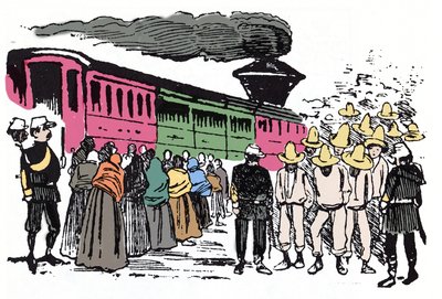 La Rivoluzione Messicana (1910-1920): deportazione dei lavoratori nella Valle Nacional, circa 1908 - Xilografia di Jose Guadalupe Posada (1852-1913) da José Guadalupe Posada