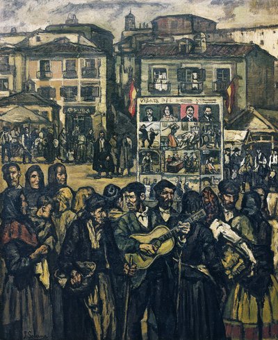 GUTIERREZ SOLANA, Jose (1886-1945). Il cartello del crimine (Il musicista cieco). ca. 1920. Collezione privata da Jose Gutierrez Solana