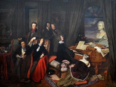 Franz Liszt che fantastica al pianoforte da Josef Danhauser