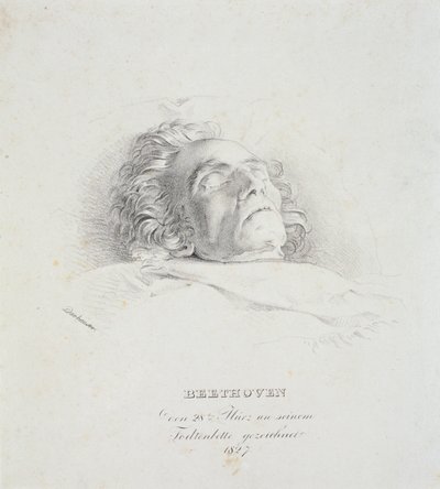 Ludwig van Beethoven (1770-1827) sul letto di morte, 28 marzo 1827 da Josef Danhauser