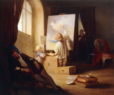Il pittore dormiente, 1841 da Josef Danhauser