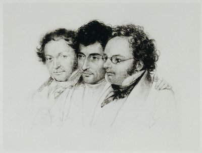 Johann Baptist Jenger, Anselm Huettenbrenner e Franz Schubert ... da Josef Eduard Teltscher
