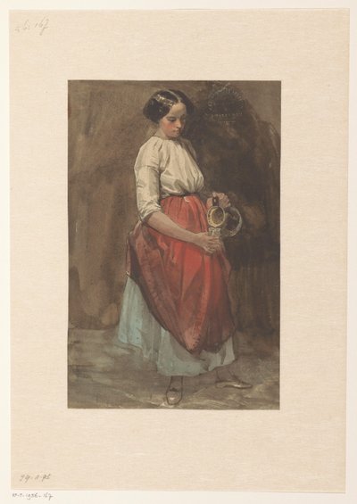 Ragazza in piedi che versa un bicchiere da Josef Eduard Tetar van Elven