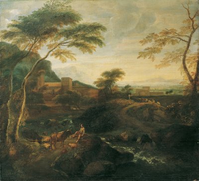 Paesaggio con mucche al pascolo da Josef Faistenberger