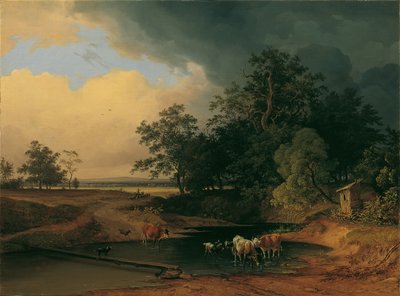 Paesaggio fluviale al tramonto da Josef Feid