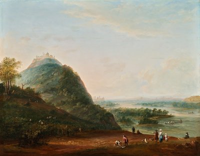 Vendemmia vicino a Vienna con vista su Klosterneuburg, Leopoldsberg, Bisamberg e Korneuburg da Josef Heideloff