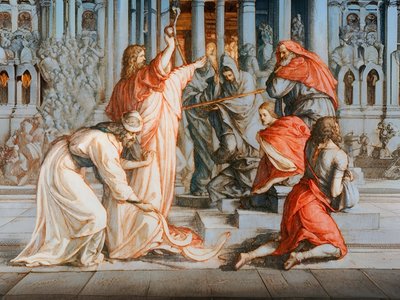 Bastoni che diventano serpenti da Josef Johann Michel