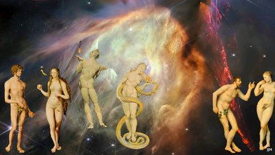 JJM-recreate: Blake-Cranach-Rubens_La tentazione+JWST da Josef Johann Michel
