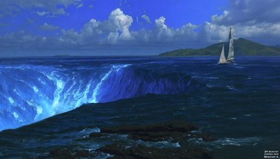 JJM ricrea Bierstadt-A: Cascate del Niagara (con veliero) da Josef Johann Michel