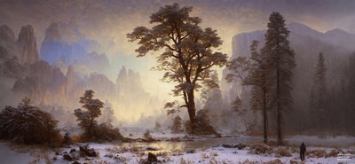 JJM ricrea Bierstadt-A: Valle dello Yosemite-nevicata da Josef Johann Michel