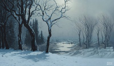 JJM ricrea Bierstadt-A: Inverno nello Yosemite (pattinatori) da Josef Johann Michel
