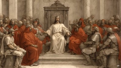 Gesù davanti a Pilato sul trono del giudizio da Josef Johann Michel