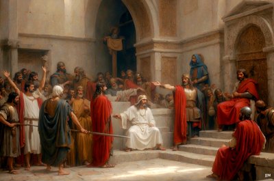 Gesù accusato e condannato da Pilato (01) da Josef Johann Michel