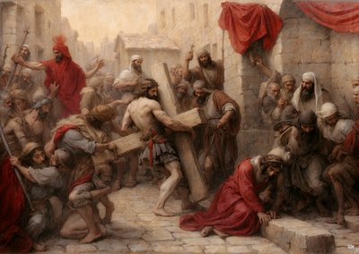 Gesù porta la croce attraverso Gerusalemme da Josef Johann Michel